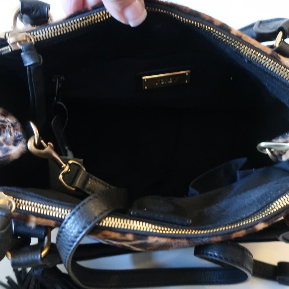 J. Crew Leopard Print Satchel with Black Accents - Picture 10 of 12